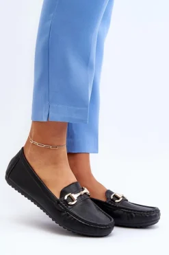 Boto Loafersy Damskie|Mokasyny Damskie Skórzane*Damskie Klasyczne Mokasyny Eko Skórzane Czarne Demese