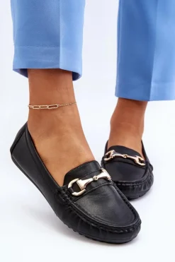 Boto Loafersy Damskie|Mokasyny Damskie Skórzane*Damskie Klasyczne Mokasyny Eko Skórzane Czarne Demese