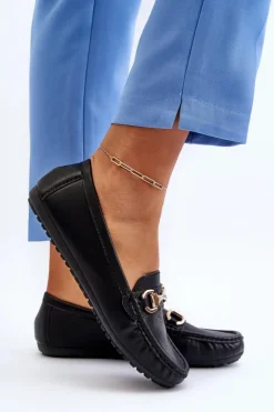 Boto Loafersy Damskie|Mokasyny Damskie Skórzane*Damskie Klasyczne Mokasyny Eko Skórzane Czarne Demese