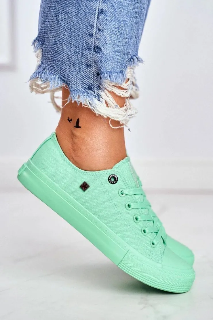 Big Star Shoes Trampki Damskie Big Star|Trampki Damskie Niskie*Damskie Klasyczne Niskie Trampki BIG STAR AA274030 Zielone