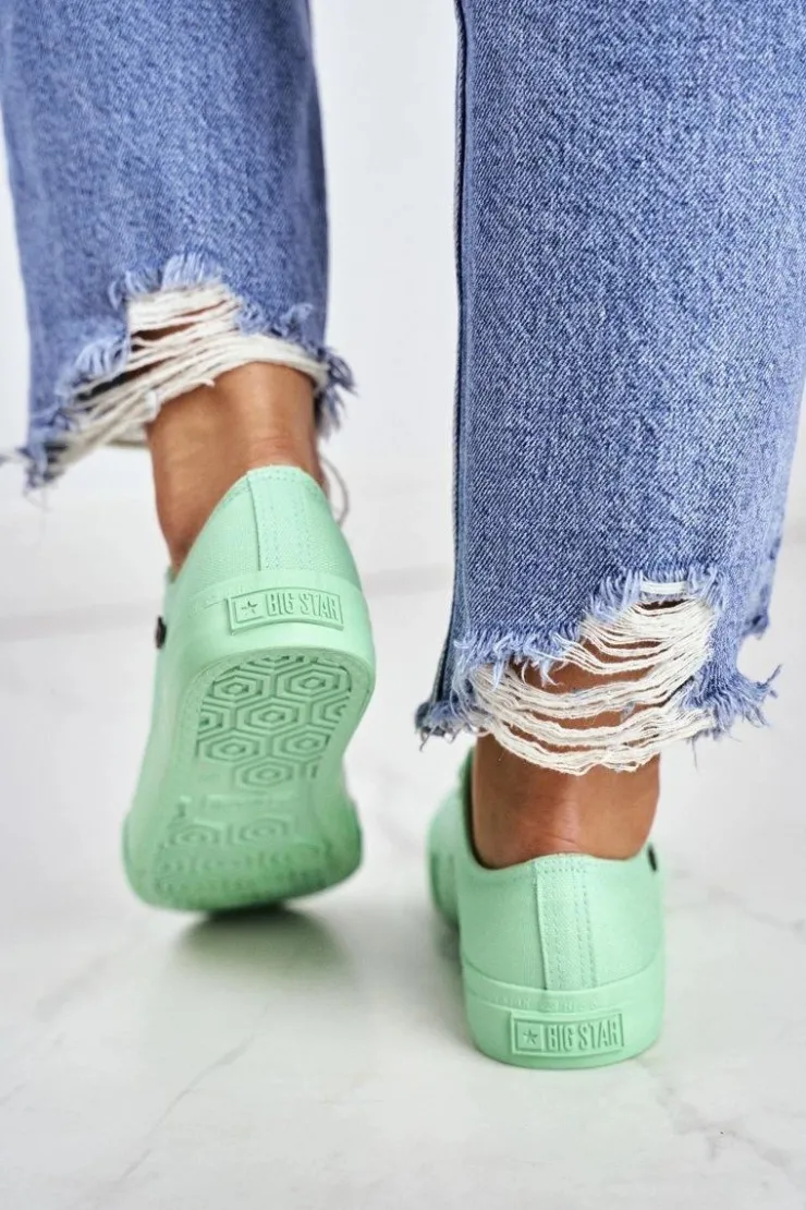 Big Star Shoes Trampki Damskie Big Star|Trampki Damskie Niskie*Damskie Klasyczne Niskie Trampki BIG STAR AA274030 Zielone