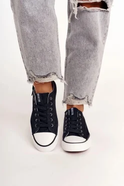 Damskie Big Star Shoes Damskie Klasyczne Niskie Trampki Big Star DD274338 Czarne