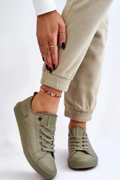 New Big Star Shoes Damskie Klasyczne Niskie Trampki Big Star LL274028 Zielone