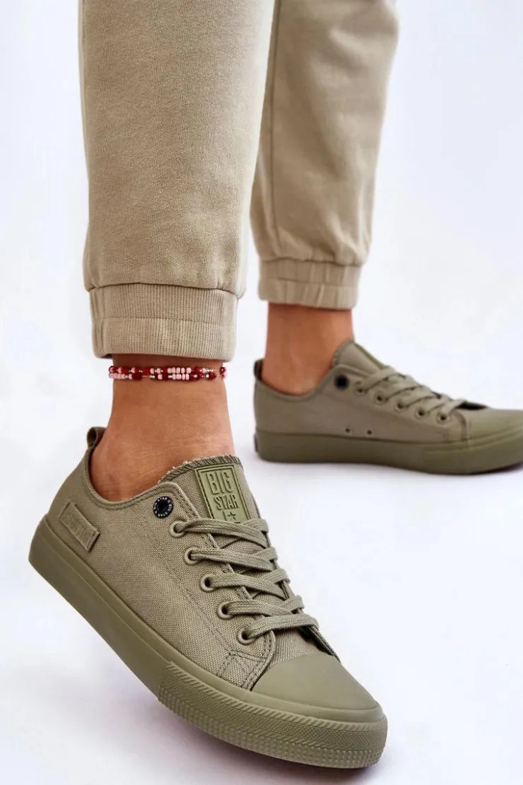 New Big Star Shoes Damskie Klasyczne Niskie Trampki Big Star LL274028 Zielone