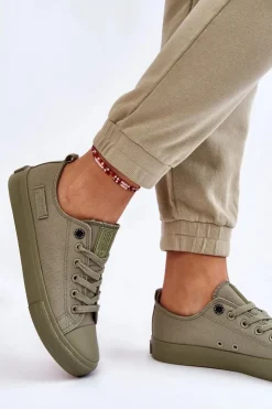 New Big Star Shoes Damskie Klasyczne Niskie Trampki Big Star LL274028 Zielone