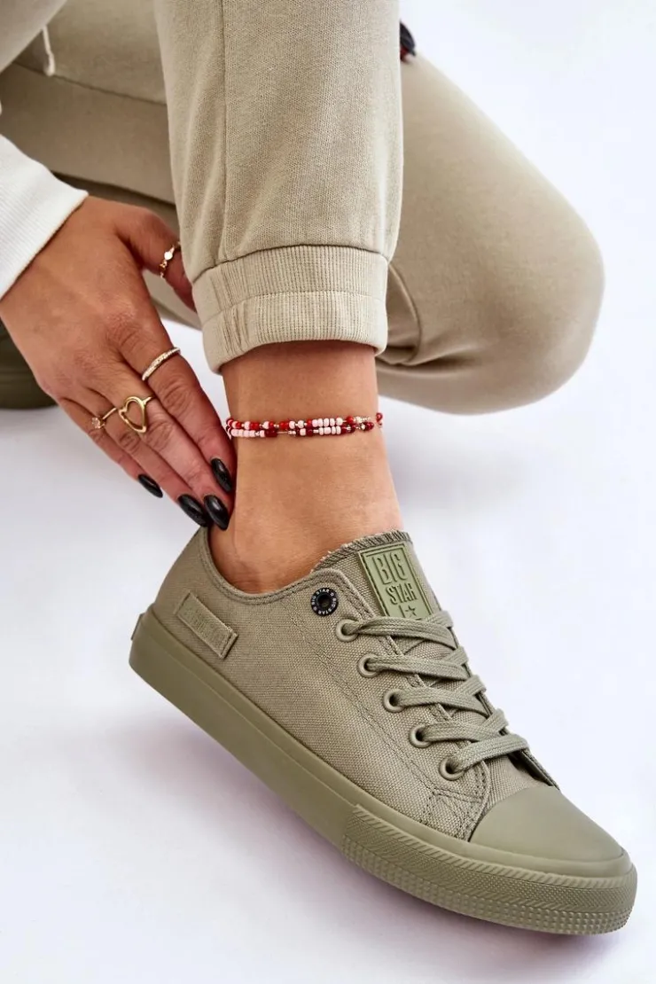 New Big Star Shoes Damskie Klasyczne Niskie Trampki Big Star LL274028 Zielone