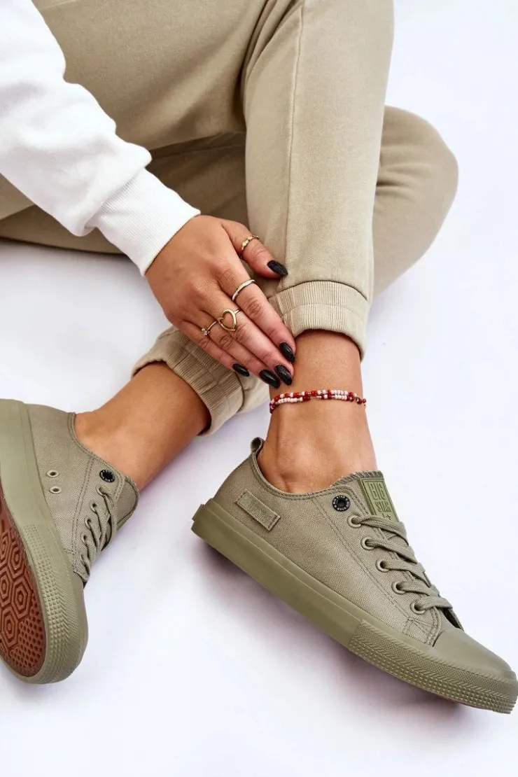 New Big Star Shoes Damskie Klasyczne Niskie Trampki Big Star LL274028 Zielone