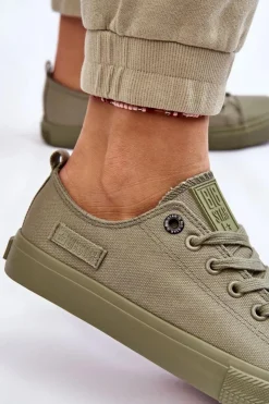 New Big Star Shoes Damskie Klasyczne Niskie Trampki Big Star LL274028 Zielone