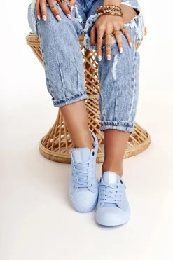 Damskie Big Star Shoes Damskie Klasyczne Niskie Trampki BIG STAR AA274029 Jasno Niebieskie