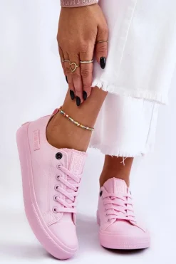 Outlet Big Star Shoes Damskie Klasyczne Niskie Trampki Big Star LL274022 Jasnoróżowe