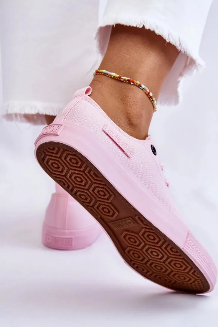 Outlet Big Star Shoes Damskie Klasyczne Niskie Trampki Big Star LL274022 Jasnoróżowe