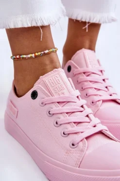 Outlet Big Star Shoes Damskie Klasyczne Niskie Trampki Big Star LL274022 Jasnoróżowe