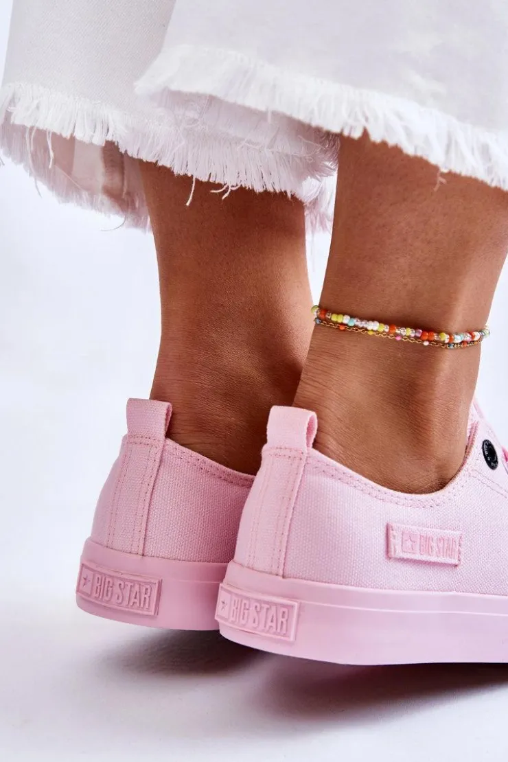 Outlet Big Star Shoes Damskie Klasyczne Niskie Trampki Big Star LL274022 Jasnoróżowe
