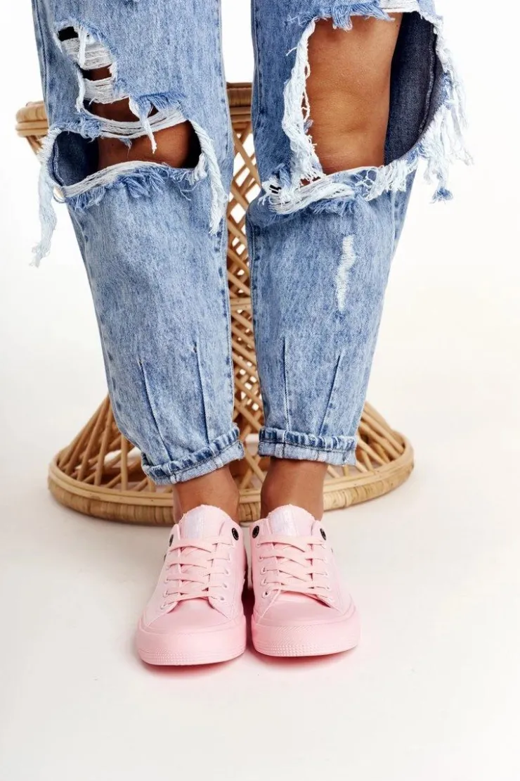 Big Star Shoes Damskie Klasyczne Niskie Trampki BIG STAR AA274028 Różowe