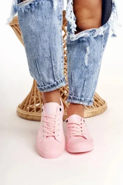 Big Star Shoes Damskie Klasyczne Niskie Trampki BIG STAR AA274028 Różowe