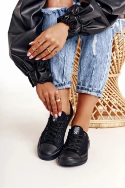 Best Big Star Shoes Damskie Klasyczne Niskie Trampki BIG STAR AA274009 Czarne