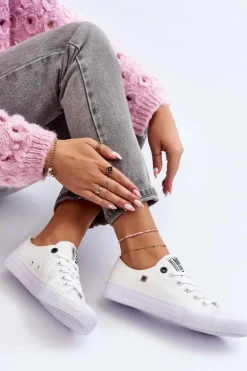 Damskie Big Star Shoes Damskie Klasyczne Niskie Trampki BIG STAR AA274010 Białe