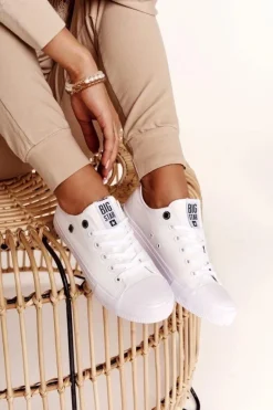 Damskie Big Star Shoes Damskie Klasyczne Niskie Trampki BIG STAR AA274010 Białe