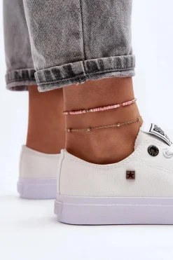 Damskie Big Star Shoes Damskie Klasyczne Niskie Trampki BIG STAR AA274010 Białe