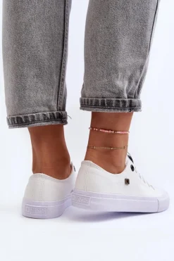 Damskie Big Star Shoes Damskie Klasyczne Niskie Trampki BIG STAR AA274010 Białe