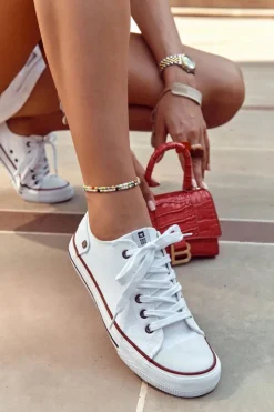 Big Star Shoes Trampki Damskie Big Star|Trampki Damskie Niskie*Damskie Klasyczne Niskie Trampki Big Star DD274336 Białe Biały