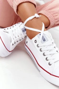 Big Star Shoes Trampki Damskie Big Star|Trampki Damskie Niskie*Damskie Klasyczne Niskie Trampki Big Star DD274336 Białe Biały