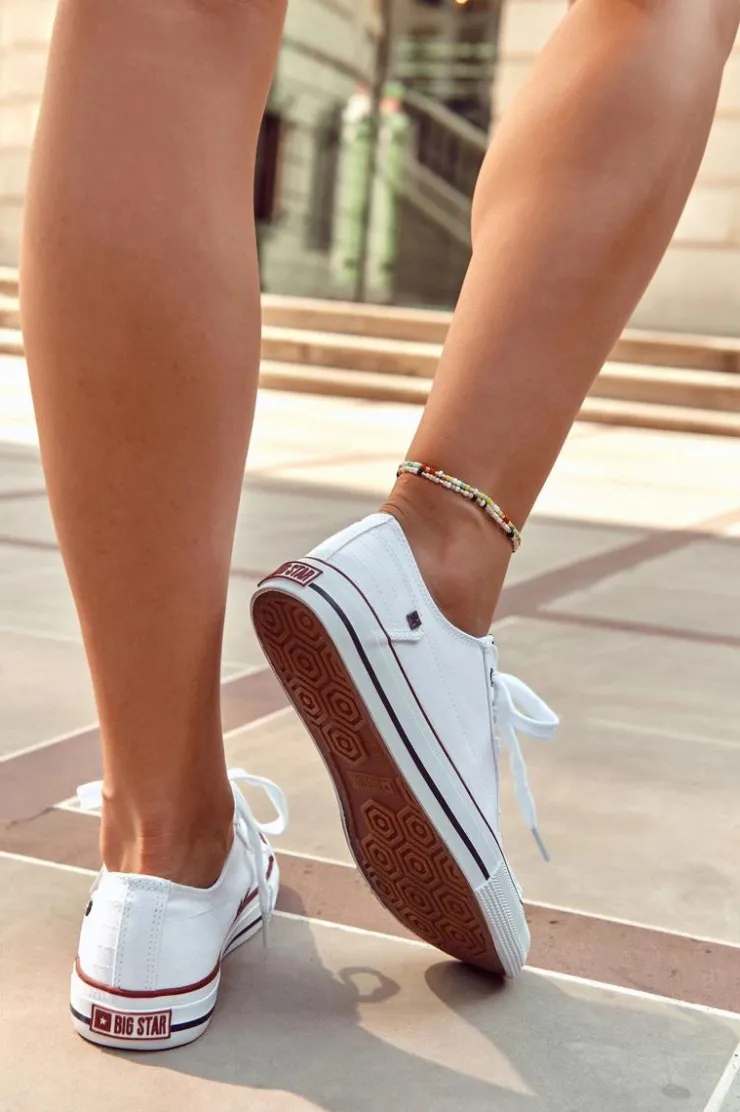 Big Star Shoes Trampki Damskie Big Star|Trampki Damskie Niskie*Damskie Klasyczne Niskie Trampki Big Star DD274336 Białe Biały
