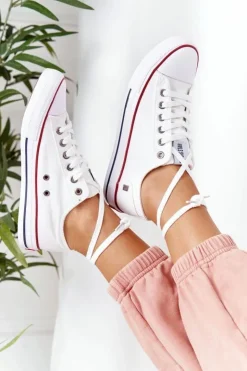 Big Star Shoes Trampki Damskie Big Star|Trampki Damskie Niskie*Damskie Klasyczne Niskie Trampki Big Star DD274336 Białe Biały