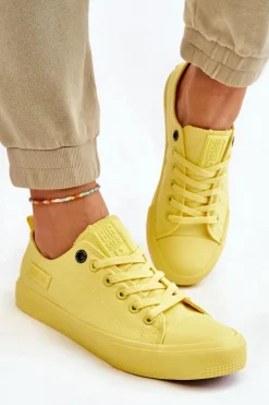 Damskie Big Star Shoes Damskie Klasyczne Niskie Trampki Big Star LL274026 Żółte