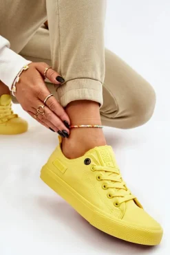 Damskie Big Star Shoes Damskie Klasyczne Niskie Trampki Big Star LL274026 Żółte