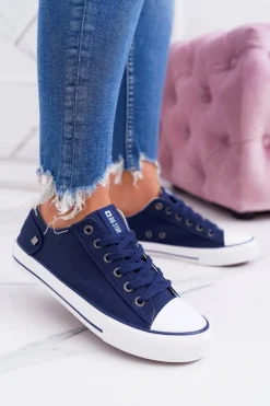 Big Star Shoes Trampki Damskie Big Star|Trampki Damskie Niskie*Damskie Klasyczne Niskie Trampki Big Star DD274335 Granatowe