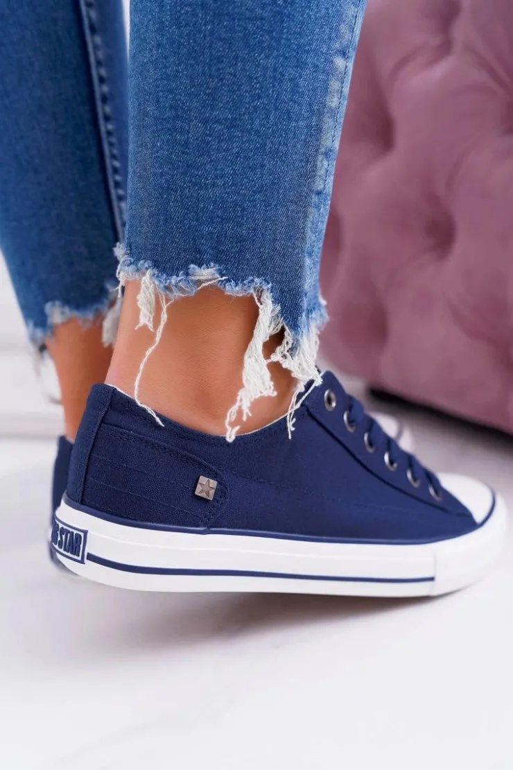 Big Star Shoes Trampki Damskie Big Star|Trampki Damskie Niskie*Damskie Klasyczne Niskie Trampki Big Star DD274335 Granatowe
