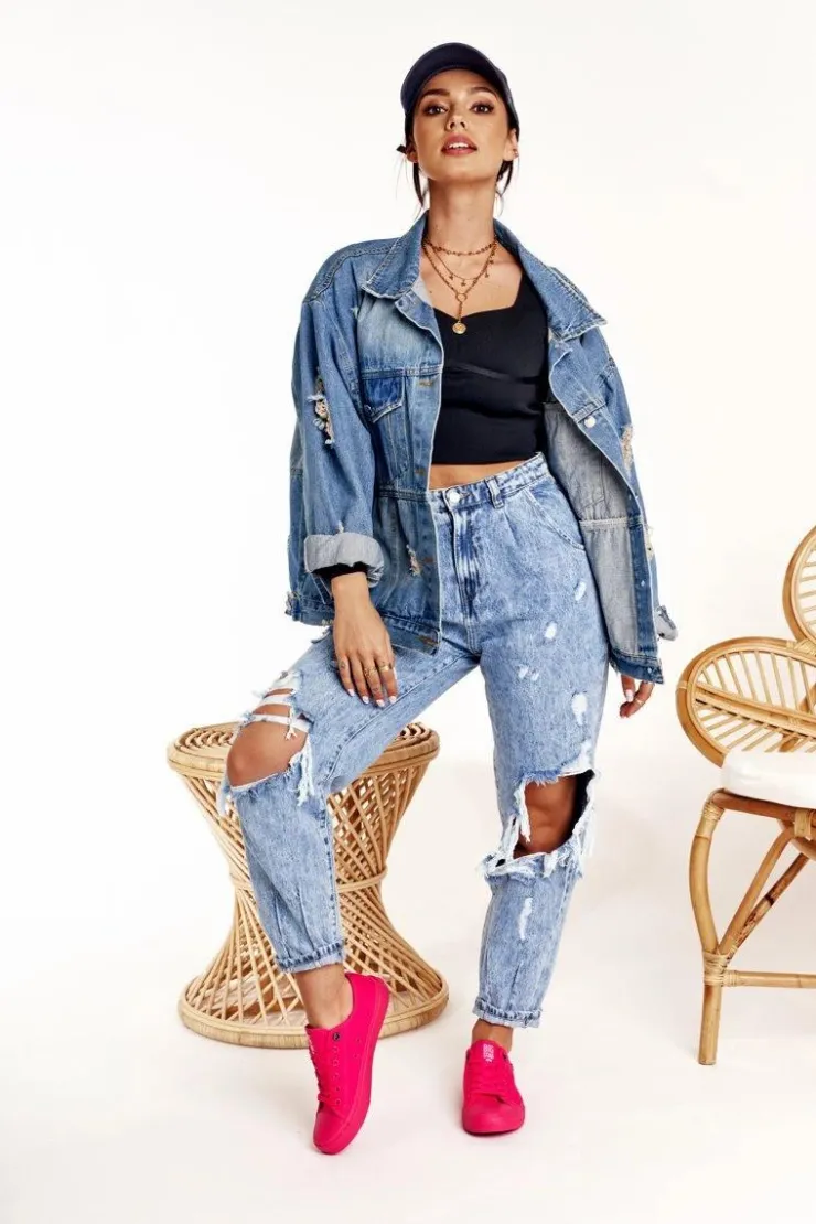 Big Star Shoes Damskie Klasyczne Niskie Trampki BIG STAR AA274013 Fuksja