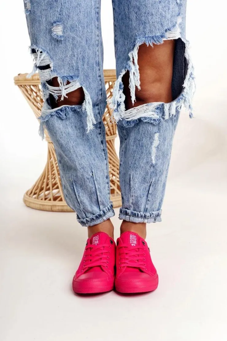 Big Star Shoes Damskie Klasyczne Niskie Trampki BIG STAR AA274013 Fuksja