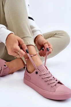 Big Star Shoes Trampki Damskie Big Star|Trampki Damskie Niskie*Damskie Klasyczne Niskie Trampki Big Star LL274027 Różowe