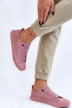 Big Star Shoes Trampki Damskie Big Star|Trampki Damskie Niskie*Damskie Klasyczne Niskie Trampki Big Star LL274027 Różowe