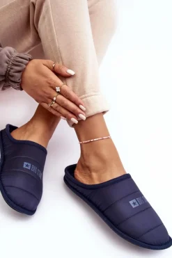 Damskie Big Star Shoes Damskie Klasyczne Papcie Granatowe Big Star KK274601
