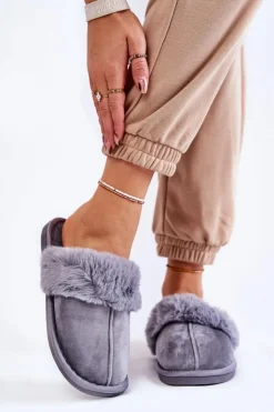 Damskie Boto Damskie Klasyczne Papcie Z Futerkiem Szare Lorines
