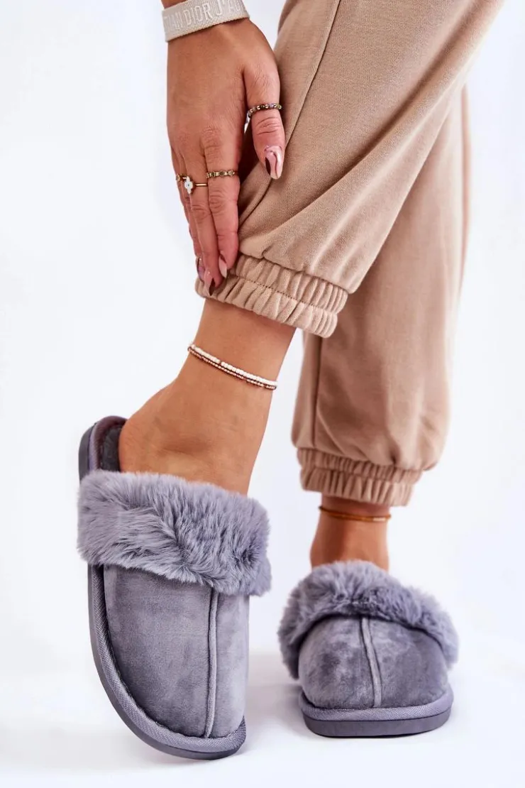 Damskie Boto Damskie Klasyczne Papcie Z Futerkiem Szare Lorines