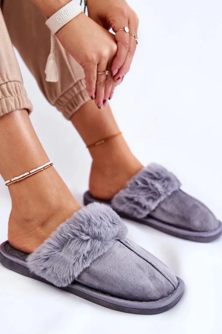 Damskie Boto Damskie Klasyczne Papcie Z Futerkiem Szare Lorines