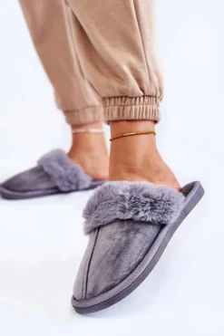 Damskie Boto Damskie Klasyczne Papcie Z Futerkiem Szare Lorines