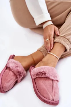 Clearance Boto Damskie Klasyczne Papcie Z Futerkiem Różowe Lorines