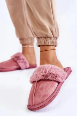 Clearance Boto Damskie Klasyczne Papcie Z Futerkiem Różowe Lorines