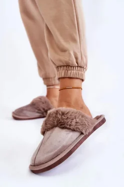 Boto Kapcie Klasyczne*Damskie Klasyczne Papcie Z Futerkiem Jasnobrązowe Lorine