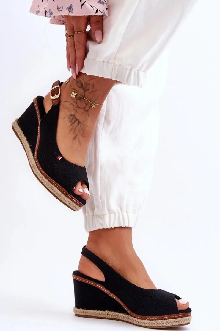 Damskie Boto Damskie Klasyczne Sandały Na Koturnie Czarne Katie