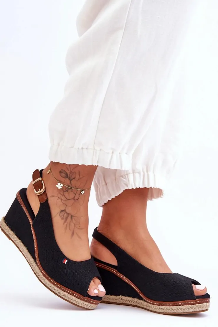 Damskie Boto Damskie Klasyczne Sandały Na Koturnie Czarne Katie