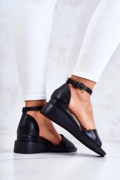 Buty damskie Vinceza Sandały Na Koturnie*Damskie Klasyczne Sandały Na Sprzączkę Czarne Deserve