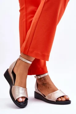 Damskie Buty damskie Vinceza Damskie Klasyczne Skórzane Sandały Na Koturnie Złote Truett