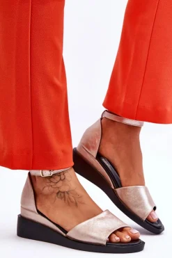 Damskie Buty damskie Vinceza Damskie Klasyczne Skórzane Sandały Na Koturnie Złote Truett