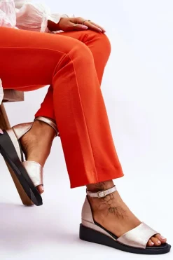 Damskie Buty damskie Vinceza Damskie Klasyczne Skórzane Sandały Na Koturnie Złote Truett